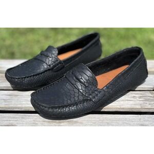 Charleston Shoe Company Tradd Black Croc Shoes Women's Size‎ 6 Loafers Leather